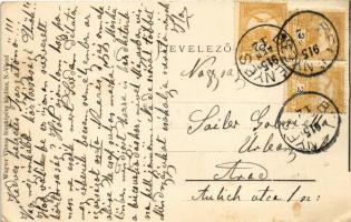 1915 Belényes, Beius; Református templom, belső, szószék. Wagner Vilmos fényképész kiadása / Calvini...