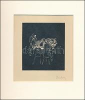 Buday György (1907-1990): Vacsora, fametszet, utólagos jelzéssel, paszpartuban 11,5×11,5 cm
