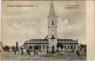 Nyárádszereda, Miercurea Nirajului; Református templom, szolgabírói hivatal, Steiner Emánuel üzlete. Barra Albert kiadása, Rivoli fényképész felvétele / Calvinist church, court, shop