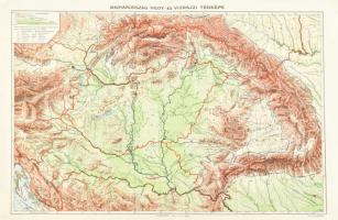 cca 1920 Magyarország hegy- és vízrajzi térképe, 1:2,500.000, Bp., Magyar Kir. Állami Térképészet, 25x39 cm