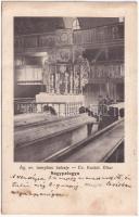 1917 Nagypalugya, Velká Paludza (Liptó); Ágostai evangélikus templom belső, oltár / Klostor / church interior, altar (fl)