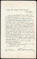 1925 Bp., A delegációs bizottságnak címzett, kézzel írt levél dr. Korompaitól, melyben 1 1/2 millió koronát kér a Jamboree kísérő csapat vezetőjének
