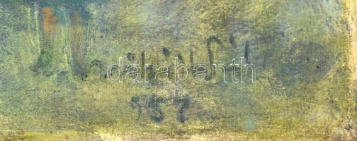 Miháltz Pál (1899-1988): Tavasszal (festő a szabadban), 1957. Olaj, vászon. Jelezve jobbra lent. Hát...