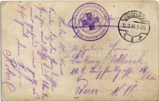 1915 WWI German military hospital, group of injured soldiers, Red Cross nurses and monks. photo + &q...