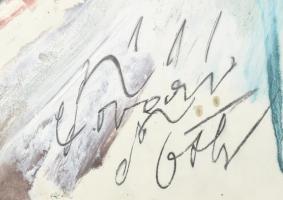 Tóvári Tóth István (1909-2004): Önarckép. Olaj, farost, jelzett, hátoldalon autográf felirattal és a...