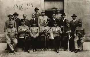 1914 WWI Austro-Hungarian K.u.K. military, group of officers and soldiers. photo + "K.u.K. Reservespital in Krems