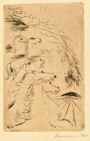 Borsos Miklós (1906-1990): Lovak. Rézkarc, papír, Jelzett, 14x9 cm