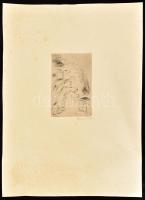 Borsos Miklós (1906-1990): Lovak. Rézkarc, papír, Jelzett, 14x9 cm