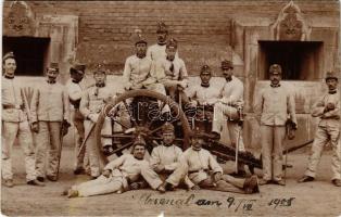 1908 Arsenal / Austro-Hungarian K.u.K. military, group of soldiers, artillery. photo (szakadás / tear)