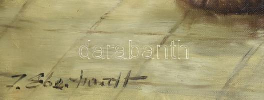 J. Eberhardt jelzéssel: Menyecske a konyhában. Olaj, vászon. 60x70 cm, dekoratív fakeretben