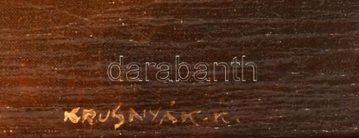 Krusnyák Károly (1889-1960): Jelenet. Olaj, vászon. Jelezve jobbra lent. Dekoratív fakeretben. 80x60...