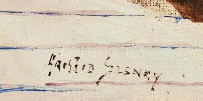 Olvashatatlan jelzéssel (Szendy Arisztid?): Csendélet. Olaj, vászon. Dekoratív fakeretben. 61x51 cm