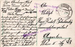 1917 Gmünd, street view, shop of Franz Furlinger + "Vereins-Reserve-Spital vom Roten Kreuze in ...