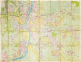 cca 1937-1944 Stoits György: Budapest és környékének térképe, 1:25.000, Bp., Gergely R. Könyvkereskedése, a hátoldala javított, foltos, 94x125 cm