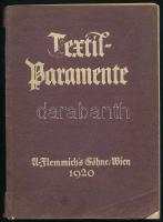 Swoboda, Heinrich - Flemmich, Wilhelm: Textilparamente. Wien, 1920, A. Flemmich's Söhne, 107 p. Fekete-fehér képekkel illusztrálva. Német nyelven. Kiadói papírkötés, kissé kopott borítóval, sérült gerinccel, laza fűzéssel.