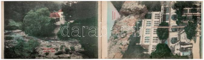 Herkülesfürdő, Baile Herculane; Szecessziós kemény fedelű leporello füzet 16 lappal (nem képeslap há...