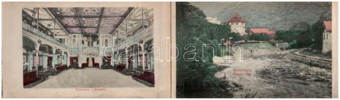 Herkülesfürdő, Baile Herculane; Szecessziós kemény fedelű leporello füzet 16 lappal (nem képeslap há...