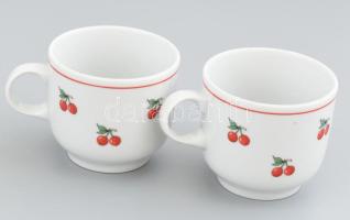 Alföldi porcelán 6 személyes cseresznyemintás mokkás készlet, matricás, jelzett, kis kopásnyomokkal