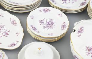 Bohemia porcelán étkészlet, matricás, jelzett, kis kopásnyomokkal