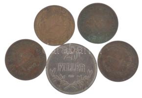 1899KB 1f bronz (3db) + 1900KB 1f bronz + 1920KB 20f Fe T:XF,VF