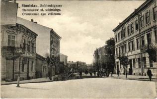 1916 Ivano-Frankivsk, Stanislawów, Stanislau; Sobieskigasse / Ul. Sobieskiego / street view (EK)