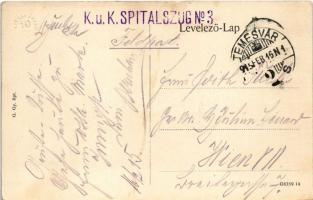 1915 Temesvár, Timisoara; Apotheke / utca, gyógyszertár / street view, pharmacy + "K.u.K. Spita...