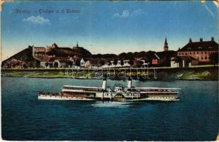 1917 Dévény, Theben a. d. Donau, Devín (Pozsony, Bratislava); vár, WIEN gőzhajó / castle, steamship (EB)