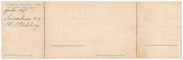 1909 Abbazia, Opatija; Panorama von Volosca-Abbazia mit Monte Maggiore (Vela Ucka) / 3-tiled folding...