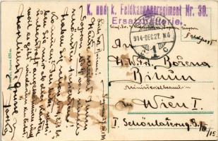 1914 Sopron, Széchenyi tér. Piri Dániel kiadása + "K.u.K. Feldkanonenregiment Nr. 30. Ersatzbat...