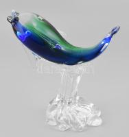 Muranoi üveg delfin szobor. M: 20 cm, sz 19 cm Hibátlan