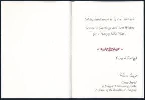 1999 Göncz Árpád (1922-2015) köztársasági elnök által aláírt újévi üdvözlet és boríték