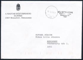 1999 Göncz Árpád (1922-2015) köztársasági elnök által aláírt újévi üdvözlet és boríték