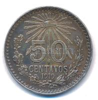 Mexikó 1919M 50c Ag T:XF patina Mexico 1919M 50 Centavos Ag C:XF patina Krause KM#447