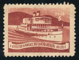 1956 Gyűjtsd a vasat, új hajó készül belőle propaganda bélyeg