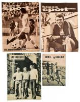 1961-1974 4 db futball témájú kiadvány: NBI. 1961/62., Labdarúgás XX. évf. 9. sz. (Újpesti album), Képes Sport 21. évf. 34. és 36. számai. Számos fekete-fehér fotóval. Vegyes állapotban.