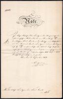 1854 Báró Augusz Antal helytartó, Liszt Ferenc barátja által aláírt okirat