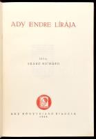 Szabó Richárd: Ady Endre lírája. Írások Ady Endréről. Bp., 1945, Ady Könyvkiadó. Átkötött egészvászon kötésben, benne az eredeti sérült papírborítóval.