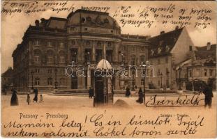 1904 Pozsony, Pressburg, Bratislava; Színház, újságos kioszk / theatre, newspaper stand (EB)
