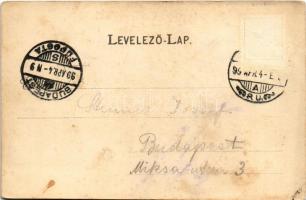 1899 (Vorläufer) Pozsony, Pressburg, Bratislava; vár és ingahajó a Dunán. Edgar Schmidt / castle, sh...