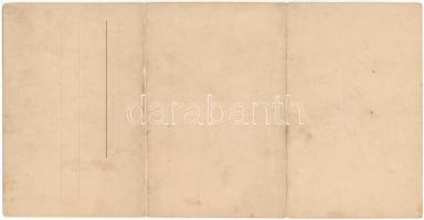 Budapest, Lánchíd. 3-részes kinyitható panorámalap / 3-tiled folding panoramacard (hajtásnál kicsit ...