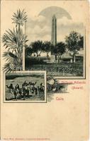 Cairo, Caire; Obélisque Heliopolis (Matarie) / camels, obelisk. Art Nouveau, floral
