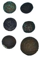 Római Birodalom 6db-os bronz érmetétel a ~ III-IV. századból T:F 
Roman Empire 6pcs of bronze coin ...