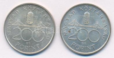 1993. 200Ft Ag "MNB" (2x) T:AU,XF patina 
Adamo F13