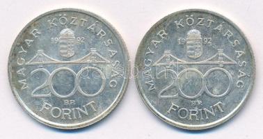 1992. 200Ft Ag "MNB" (2x) T:AU,XF patina, az egyiken kis ph
Adamo F13