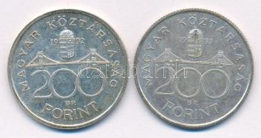 1992-1993. 200Ft Ag "MNB" (2xklf) T:AU,XF patina, kis karc
Adamo F13