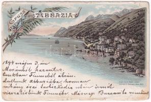 1894 (Vorläufer) Abbazia, Opatija; Louis Glaser Art Nouveau, floral, litho (szakadások / tears)