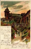 1899 (Vorläufer) Wien, Vinenna, Bécs XIX. Nussdorf, Zugang zum Bockkeller k.k. Hofbräuhaus. litho