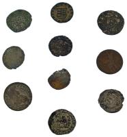 10db-os, nagyobbrészt magyar Ag Dénárokból álló gyengébb tartású érmetétel (összsúly: 5,38g) T:F,VG