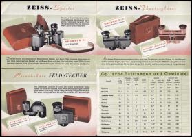 cca 1930 Zeiss látcső prospektus, kihajtható, képes