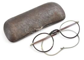 Drótkeretes fém szemüveg fém tokkal